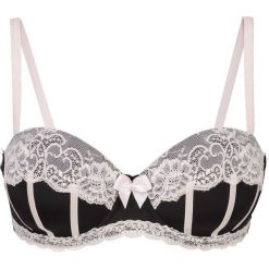 Biustonosz "bardotka" bonprix czarno-ecru. Czarne biustonosze bonprix, bez wzorów. Za 44,99 zł.
