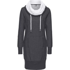 Sukienka dresowa, długi rękaw bonprix szary melanż. Szare sukienki damskie bonprix, bez wzorów, z dresówki, z kontrastowym kołnierzykiem, z długim rękawem, długie, maxi. Za 79,99 zł.