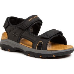 Sandały SKECHERS - Hirano 204106/BLK Black. Czarne klapki męskie Skechers, bez wzorów, ze skóry ekologicznej. W wyprzedaży za 199,00 zł.