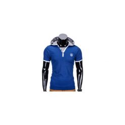 T-shirty męskie: T-SHIRT MĘSKI Z KAPTUREM BEZ NADRUKU S682 – GRANATOWY