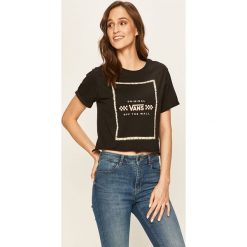 Vans - T-shirt. Czarne bluzki damskie Vans, s, z nadrukiem, z bawełny, casualowe, z okrągłym kołnierzem. W wyprzedaży za 129,90 zł.