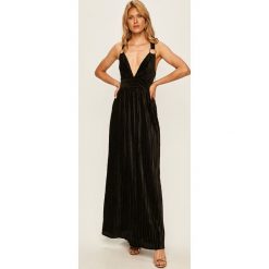 Guess Jeans - Sukienka. Czarne sukienki damskie Guess Jeans, s, z aplikacjami, z poliesteru, bez kołnierzyka, bez rękawów, maxi, rozkloszowane. W wyprzedaży za 399,90 zł.