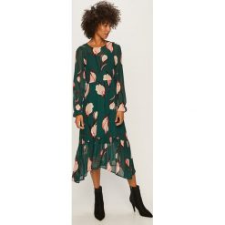 Vero Moda - Sukienka. Czarne sukienki damskie Vero Moda, s, w kwiaty, z poliesteru, z okrągłym kołnierzem, z długim rękawem, długie, midi, rozkloszowane. W wyprzedaży za 139,90 zł.
