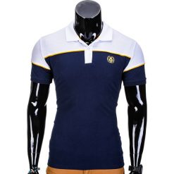 KOSZULKA MĘSKA POLO BEZ NADRUKU S832 - GRANATOWA. Żółte koszulki polo męskie marki Ombre Clothing, s, z nadrukiem. Za 29,00 zł.
