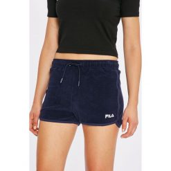 Fila - Szorty. Niebieskie spodenki sportowe damskie Fila, s, bez wzorów, z bawełny, sportowe, z podwyższonym stanem. W wyprzedaży za 79,90 zł.