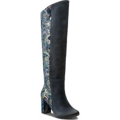 Buty zimowe damskie: Kozaki ROBERTO – 589 Granat Nubuk/Granat Orient