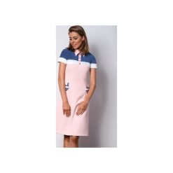 Sukienki: Elegancka różowa sukienka z kołnierzykiem POLO II