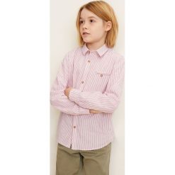 Mango Kids - Koszula dziecięca 110-164 cm. Czerwone koszule chłopięce marki Mango Kids, w paski, z bawełny, casualowe, bez kołnierzyka, z długim rękawem, długie. Za 79,90 zł.