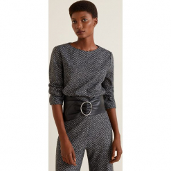 Mango - Bluzka Canvas. Brązowe bluzki wizytowe Mango, l, z materiału, eleganckie, z okrągłym kołnierzem. Za 139,90 zł.