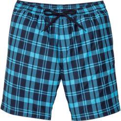 Bermudy plażowe Regular Fit bonprix ciemnoniebiesko-turkusowy w kratę. Niebieskie spodenki i szorty męskie bonprix, na plażę, s, bez wzorów. Za 89,99 zł.