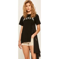 Diesel - T-shirt. Czarne bluzki damskie Diesel, s, z nadrukiem, z wiskozy, z okrągłym kołnierzem, z krótkim rękawem. Za 759,90 zł.