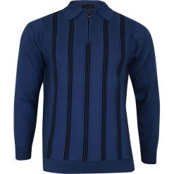 Sweter Chabrowy, z Kołnierzykiem, Góra Zapinana na Zamek, w Paski -ELKJAER- Męski SWKNGS6041chabrowy. Niebieskie swetry męskie Elkjaer, s, w paski, klasyczne, z klasycznym kołnierzykiem, bez kaptura. Za 187,00 zł.