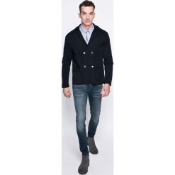 Trussardi Jeans - Kardigan. Niebieskie swetry męskie Trussardi Jeans, m, bez wzorów, z wełny, krótkie. W wyprzedaży za 449,90 zł.