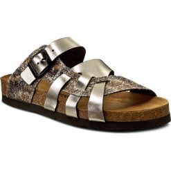Klapki DR. BRINKMANN - 700991 Gold/Multi 82. Żółte klapki damskie marki Dr. Brinkmann, z aplikacjami, ze skóry ekologicznej, bez obcasa. Za 149,00 zł.
