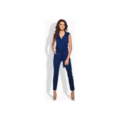 LEMONIADE L145 Elegancki kombinezon z wywijanym kołnierzem. Brązowe kombinezony eleganckie Lemoniade, l, w paski. Za 121,90 zł.
