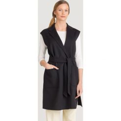 KAMIZELKA OSMIO VIRGIN WOOL Weekend Max Mara. Czarne kamizelki damskie Weekend Max Mara, w paski, z wełny, bez kaptura. Za 1044,00 zł.