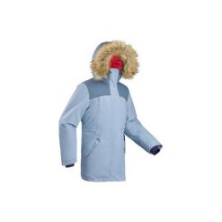 Kurtka turystyczna zimowa SH500 u-warm dla dziewczynek 7-15 lat. Niebieskie buty dziewczęce zimowe QUECHUA, bez zapięcia. Za 249,99 zł.