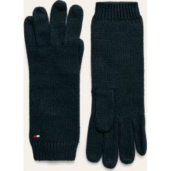 Tommy Hilfiger - Rękawiczki. Niebieskie rękawiczki damskie TOMMY HILFIGER, bez wzorów, z bawełny. W wyprzedaży za 119,90 zł.