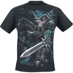 Spiral Grim Rider T-Shirt czarny. Czarne koszulki męskie Spiral, l, z nadrukiem, ze skóry, z okrągłym kołnierzem. Za 74,90 zł.