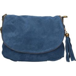 Torebki klasyczne damskie: Skórzana torebka w kolorze niebieskim – 30 x 20 x 3 cm