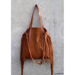 Torebki klasyczne damskie: Boho bag skórzana torba z frędzlami