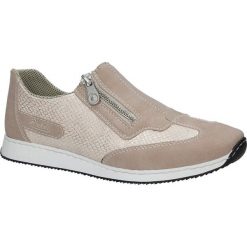 Różowe buty sportowe z ozdobnym suwakiem Rieker 56060-31. Różowe buty sportowe damskie marki Rieker, bez wzorów, sportowe. Za 189,99 zł.