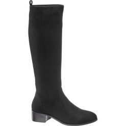 Kozaki damskie MEXX czarne. Czarne buty zimowe damskie Mexx, z materiału, na obcasie. Za 333,90 zł.