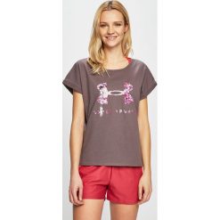 Under Armour - Top. Szare bluzki damskie Under Armour, s, z nadrukiem, z bawełny, z okrągłym kołnierzem. W wyprzedaży za 89,90 zł.