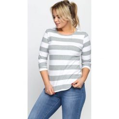 Szara Bluzka Amicability. Szare bluzki damskie Born2be, xl, bez wzorów, z dzianiny, z okrągłym kołnierzem, z długim rękawem. Za 49,99 zł.