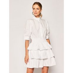 Sukienka koszulowa MICHAEL Michael Kors MS08ZKVE5Y. Białe sukienki damskie MICHAEL Michael Kors, na co dzień, m, bez wzorów, z bawełny, z koszulowym kołnierzykiem, bez rękawów, proste. Za 1079,00 zł.