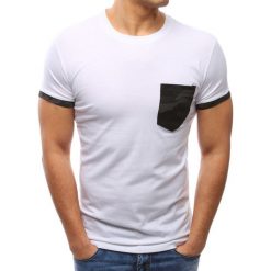 T-shirty męskie: T-shirt męski z kieszonką biały (rx2704)