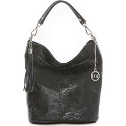 Shopper bag damskie: Skórzana torebka w kolorze czarnym – 26 x 28 x 12 cm