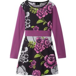 Sukienka z dżerseju dziewczęca bonprix fiołkowo-czarny. Fioletowe sukienki dziewczęce bonprix, z nadrukiem, z bawełny, eleganckie, bez rękawów. Za 49,99 zł.