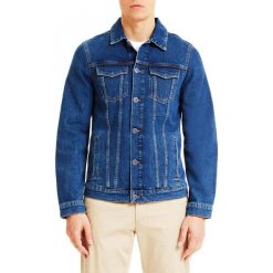 Trussardi Jeans kurtka męska 52S00255-1T003933, 50 niebieska. Niebieskie płaszcze męskie Trussardi Jeans, s, bez wzorów, z jeansu, bez kaptura. Za 629,00 zł.