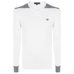 Felix Hardy Sweter Męski Xxl Biały. Białe swetry męskie Felix Hardy, xxl, z aplikacjami, bez kołnierzyka, bez kaptura. W wyprzedaży za 169,00 zł.