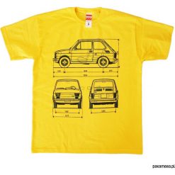 Koszulka FIAT 126 MALUCH YELLOW tshirt. Żółte koszulki męskie Pakamera, m, bez wzorów, bez kołnierzyka, bez rękawów. Za 77,00 zł.