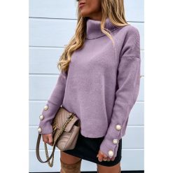 Sweter damski DELIRA PURPLE. Fioletowe bluzy damskie Sweter damski DELIRA PURPLE, uniwersalny, bez wzorów, bez rękawów, bez kaptura. W wyprzedaży za 89,00 zł.