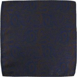Elegancka Poszetka Męska - Alties - Wzór Paisley, Granatowo-Brązowa POSZALTTANIA0049. Niebieskie poszetki męskie Alties, bez wzorów, z materiału, eleganckie. Za 16,90 zł.
