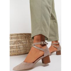 Khaki Sandały Delmadine. Brązowe sandały damskie Renee, bez wzorów, bez obcasa, na obcasie, bez zapięcia. Za 89,99 zł.
