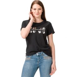 Liu Jo Koszulka Czarny. Czarne topy damskie Liu Jo, s, z aplikacjami, z elastanu, z krótkim rękawem. Za 299,95 zł.