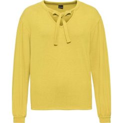 Sweter z dekoltem w serek bonprix zielona limonka. Zielone swetry damskie bonprix, bez wzorów, bez rękawów, bez kaptura. Za 44,99 zł.