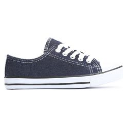 Granatowe Trampki Let's Go. Niebieskie buty sportowe chłopięce Born2be, z denimu, z okrągłym noskiem, na zamek. Za 24,99 zł.