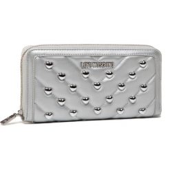 Duży Portfel Damski LOVE MOSCHINO - JC5626PP0AKE0902 Argento. Szare portfele damskie Love Moschino, bez wzorów, ze skóry ekologicznej. W wyprzedaży za 359,00 zł.