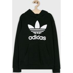Adidas Originals - Bluza dziecięca 128-164 cm. Czarne bluzy chłopięce adidas Originals, z nadrukiem, z bawełny, bez rękawów, z kapturem. W wyprzedaży za 179,90 zł.