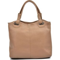 Shopper bag damskie: Skórzana torebka w kolorze fango – (S)28 x (W)39 x (G)13 cm