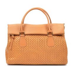 Torebki klasyczne damskie: Skórzana torebka w kolorze jasnobrązowym – (S)29 x (W)38 x (G)14 cm