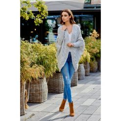 Stylowy kardigan oversize LS238 jasnoszary szary. Szare swetry damskie Tagless, uniwersalny, bez wzorów. Za 149,90 zł.