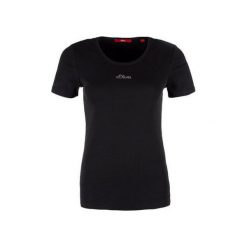 S.Oliver T-Shirt Damski 38 Czarny. Czarne koszulki damskie S.Oliver, s, bez wzorów, bez kołnierzyka, bez rękawów. Za 40,00 zł.