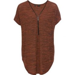 Shirt oversize z zamkiem bonprix terakota melanż. Pomarańczowe koszulki damskie marki bonprix, bez wzorów, bez kołnierzyka, bez rękawów. Za 89,99 zł.