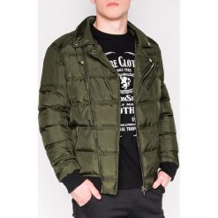 KURTKA MĘSKA ZIMOWA PIKOWANA C373 - KHAKI. Brązowe kurtki męskie marki Ombre Clothing, na zimę, s, z poliesteru. Za 109,00 zł.